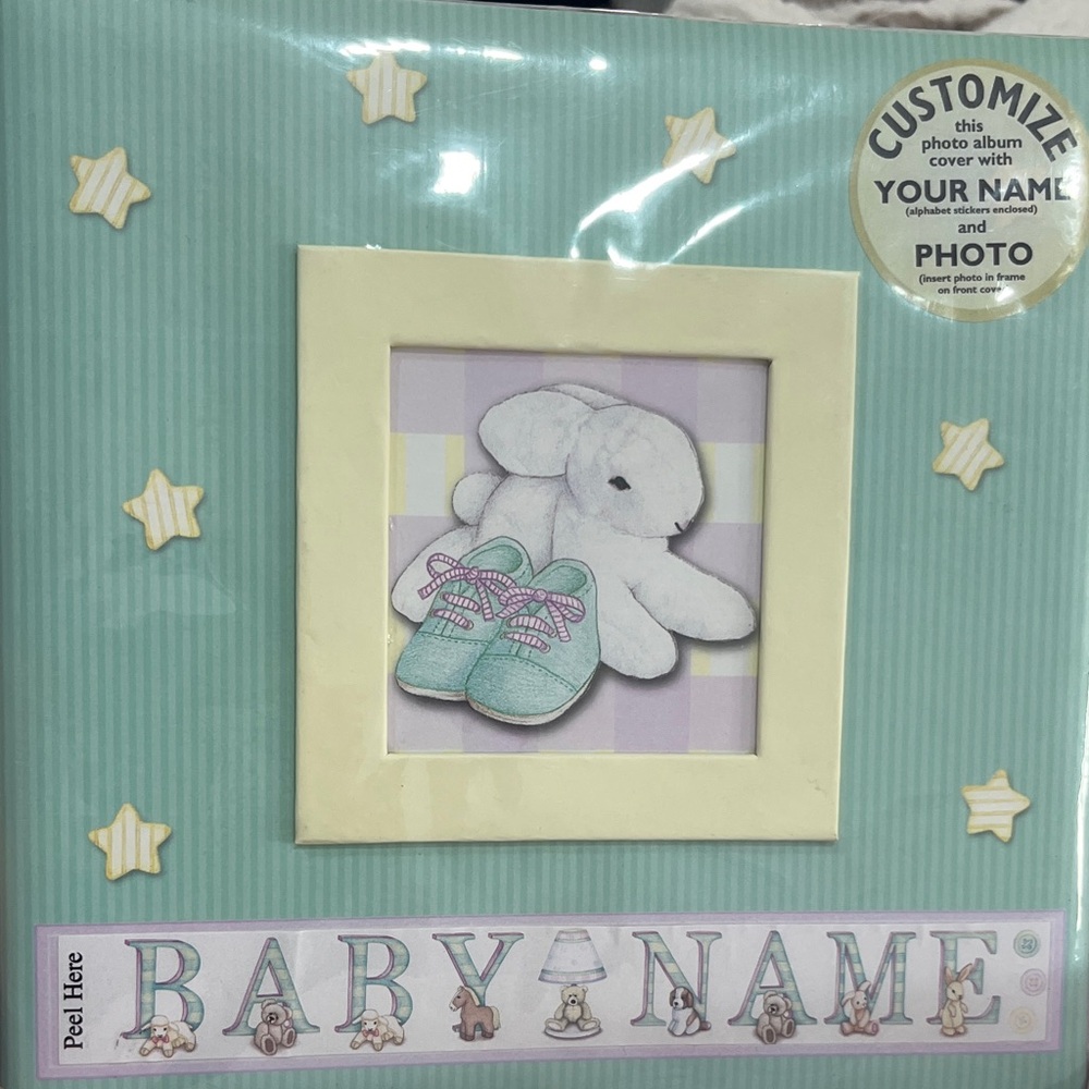 Baby Photo Album with Bunny and Shoes Design